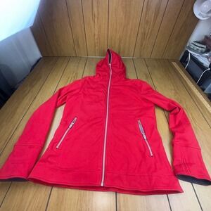 SCOTTEVEST Chloe Glow Hoodie Red Full Zip 15 Pockets Travel Sweatshirt Womens L